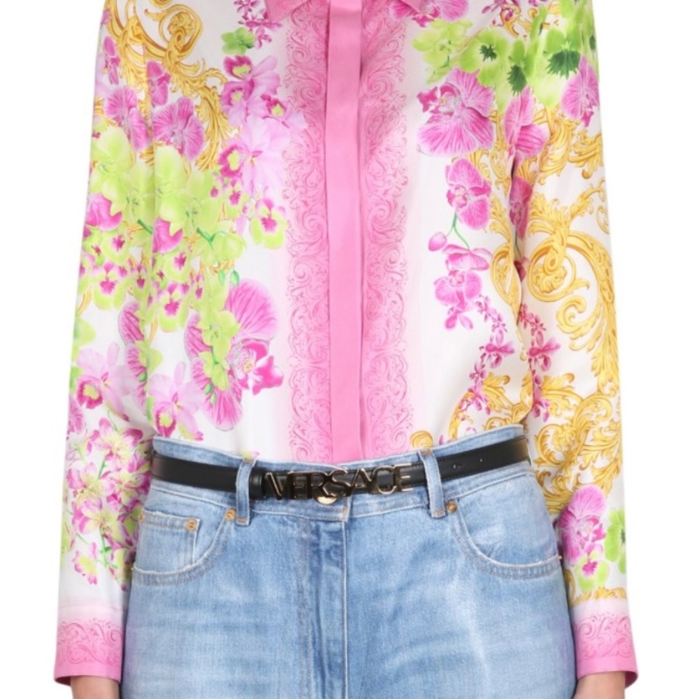 Versace Medusa orchid silk shirt